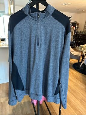 Cutter & Buck Heather Gray and Black Quarter-Zip Pullover